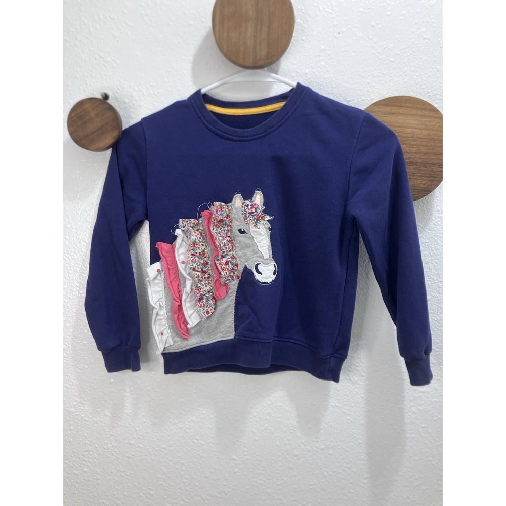 Clova Pony Girls 100% Cotton Appliqué Sweatshirt 5Y Horse Equestrian